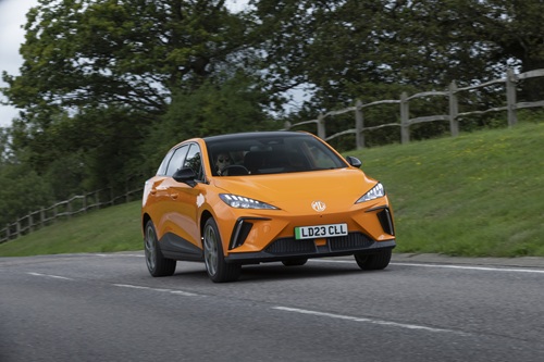 Orange four door EV
